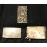 The Thomas E Skidmore Collection: Chinese export silver small card cases, embossed cherry