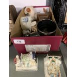 20th cent. Ceramics: Fairings (a pair), dressing table doll, Cadburys Chocolate mug, Old Spice