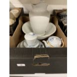 20th cent. Oriental Tea Ceramics: Teapot, plates, bowls, etc. Plus a white dressing table wash