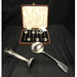 Hallmarked Silver: Sauce ladle London 1898 Walter & Holland 2.3oz boxed. Set of coffee bean spoons