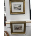 Prints: Alun Davies 1997 watercolour Lower Town, Fishguard. Gilt framed and glazed 13½ins. x 9½