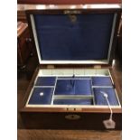 19th cent. Rosewood work box, fitted interior, mother of pearl cartouche. Plus a rosewood & walnut