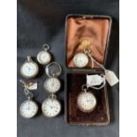 Watches: Ladies fob/pendant watches. All hallmarked cases. (7).