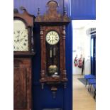 Clock: 19th cent. Continental Dutch style hanging wall clock. The interior and exterior case