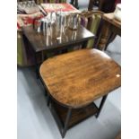 20th cent. Two oak side tables. Oblong 23ins. x 16ins. x 29ins. Oval 24ins. x 17ins. x 26ins.