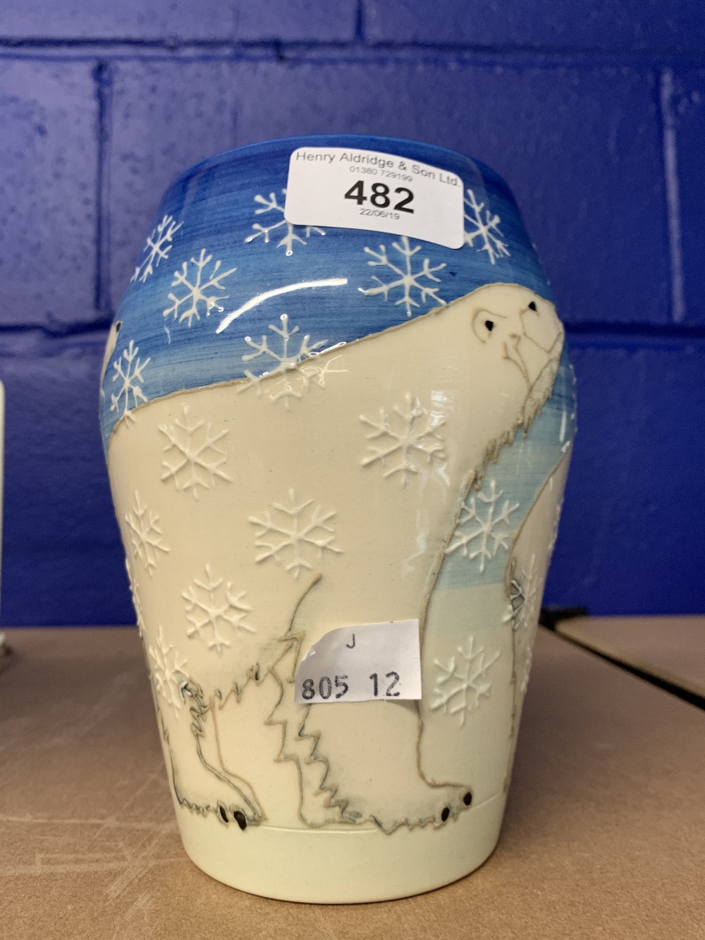 20th cent. Ceramics: Sally Tuffin China Works: Polar bear vase 6½ins. Signed Sally Tuffin to base.