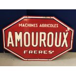 Automobilia: Early 20th cent. Enamel Amouroux Freres red and white double sided sign. 38ins. x