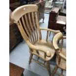 20th cent. Beech carver chair with slatted back.