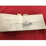 Charles Little: Sketch book from 1882 - 1889 mainly pencil drawings with notations, ¾ leather