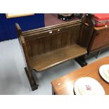 Late 19th/early 20th cent. Two seater oak church pew.