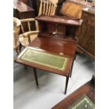 20th cent. Mahogany ladies desk. Pigeon holes and drawers above two drawer base and fold-out writing