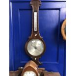 19th cent. Mahogany cased aneroid banjo barometer, Negretti & Zambra, London. 41ins.