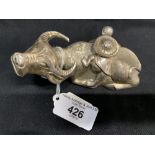 The Thomas E Skidmore Collection - Chinese Export Silver: Sculpture of a reclining water buffalo