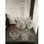 Glassware: 1970s Italian lead crystal (24%), seven piece sherry set with one wine decanter and six