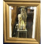 B Phil, acrylic study of a seated nude lady. Signed lower right. Framed and glazed. 9½ins. x 11½