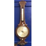 19th cent. Oak cased aneroid banjo barometer, Negretti & Zambra, London. 41ins.