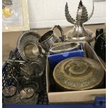 Plated and Other Metalware: Condiments, tankards, christening cup, bowl, flatware, horse brass,