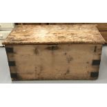 19th cent. Pine iron bound blanket box. 37ins. x 19ins. x 18ins.