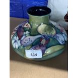 Moorcroft - The Newman Collection: c1946 Squat baluster vase, Orchid pattern on green ground, with