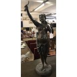 Sculpture: Hollow spelter cast figure titled "Levin", Neo classical semi-nude female figure, after