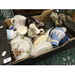Ceramics: Wedgwood trinket boxes, plates, vegetable tureens, mottoware, etc.