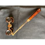 19th cent. Optical lorgnette opera glasses, Asprey & Co. London. Gilt body, enamel faux tortoise