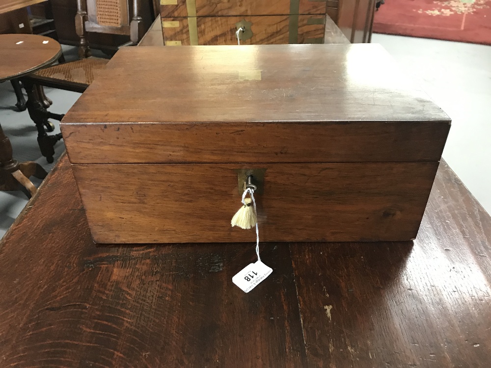 19th cent. Mahogany writing slope, single inkwell. 13½ins. x 5¾ins. x 9¼ins.