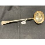 Hallmarked Scottish Silver large serving ladle. Makers mark RG, possible Robert Grieg 1830-31.