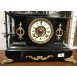 19th cent. Ansonia of New York faux marble mantel clock with gilt fittings.