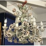 Late 20th cent. Italian style branch chandelier decorated with numerous stylised roses.