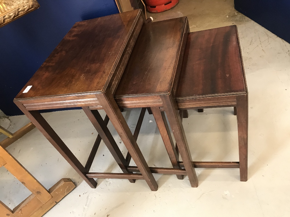 20th cent. Cuban mahogany nest of three tables, designed by Gordon Russell and made by J.