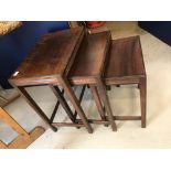 20th cent. Cuban mahogany nest of three tables, designed by Gordon Russell and made by J.