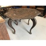 African Tribal: Late 19th/early 20th cent. Benin/Yoruba style hardwood octagonal table, heavily