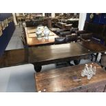 17th cent. Style extending oak refectory table with cup and cover decoration to the supports,