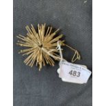 Designer Jewellery: Hallmarked silver gilt starburst design brooch, London marks, maker M.S. 24gms.