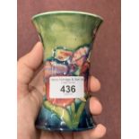 Moorcroft - The Newman Collection: c1952 Small waisted vase, Orchid pattern on green ground, 4½