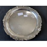 Hallmarked Silver: Salver with rococo shell edge, Sheffield marks 1971-72, maker C.B. & S Charles