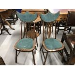 19th/20th cent. Mahogany spindle back salon chairs x 2, with crescent moon backs on tapered