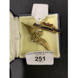 Royal Commemorative enamel Victorian jubilee 1837-1897 brooch plus yellow metal R.A.F. sweetheart