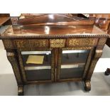 19th cent. Rosewood boule work dwarf chiffonier with two glazed doors. 43ins.
