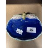 Ceramics: Royal Doulton Advertising 'Wrights Coal Tar' soap dish, Moulded with a dragonfly on a blue