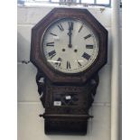Clocks: 19th cent. Walnut inlaid marquetry wall tavern clock. 29ins. x 17ins.