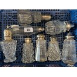 Hallmarked Silver: Sugar shakers/sanders. All cut glass with silver tops. (8)