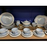 20th cent. Ceramics: Wedgwood Queens ware tea china - cup & saucer x 6, sugar bowl a/f., creamer,