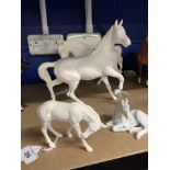 Beswick: Prancing Horses, white matt finish, Foal standing, white matt and Kaiser Foal, white