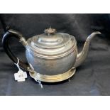 Hallmarked Silver: Georgian teapot and stand, finely engraved, makers mark Soloman Hougham London