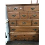 20th cent. American maple tallboy/chest on stand made by S. Prague & Carlton of New Hampshire.