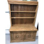 20th cent. Pine 2 door dresser with open rack. 45ins.