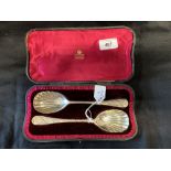 Hallmarked Silver: shell bowl serving spoons, retail Dobell Bros Goldsmith Hastings, maker George