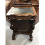 19th cent. Burr walnut Davenport with back galleried desk and secret compartment. Serpentine fronted